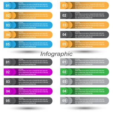 Adımları ve seçenekleri olan koleksiyon bilgi grafikleri, iş tasarımı ve web sitesi şablonu afişi.