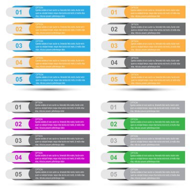 Adımları ve seçenekleri olan koleksiyon bilgi grafikleri, iş tasarımı ve web sitesi şablonu afişi.