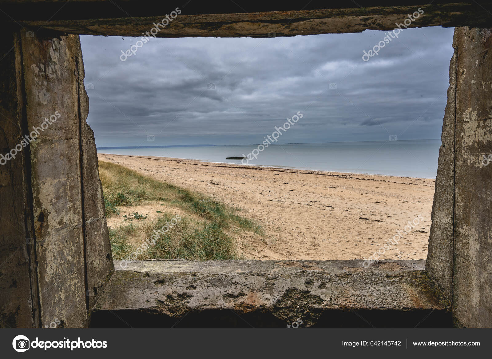 Старые Немецкие Бункеры Пляже Юта Франция Стоковое Фото.