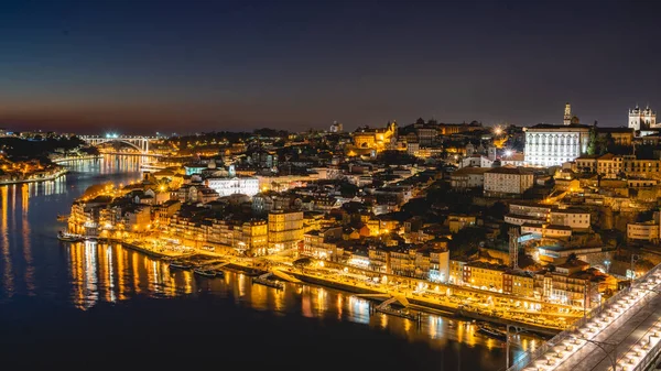 Vue Ensemble Ville Porto Portugal Dans Soirée Février 2023 — Photo