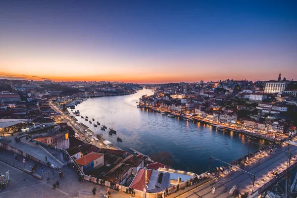 Vue Ensemble Ville Porto Portugal Dans Soirée Février 2023 — Photo