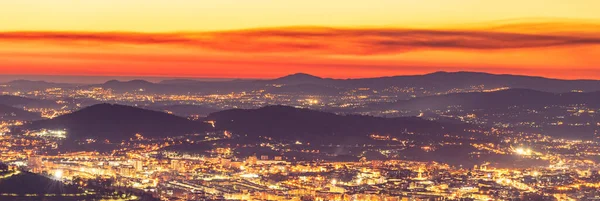 Översikt Över Staden Braga Portugal Vacker Solnedgång — Stockfoto