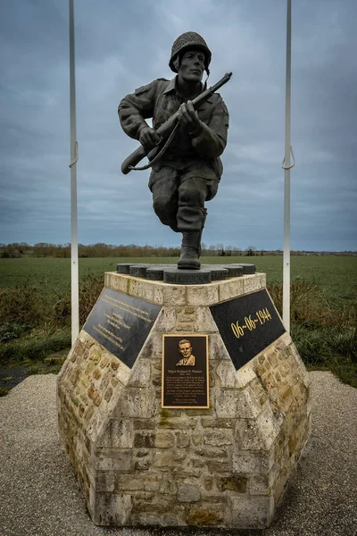 Statue Memorial Major Dick Richard Winters Utah Beach Normandy France — Stockfoto