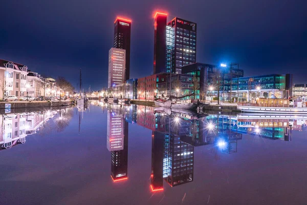 Skyline Leeuwarden Holanda Nicht Februari 2023 — Fotografia de Stock