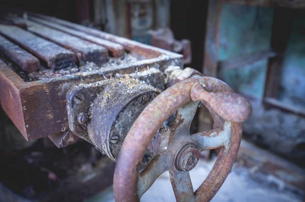 stock image Old rusty machines in an abandoned factory.