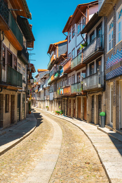 Beautiful streets and architecture in the old town of Guimaraes, Portugal.