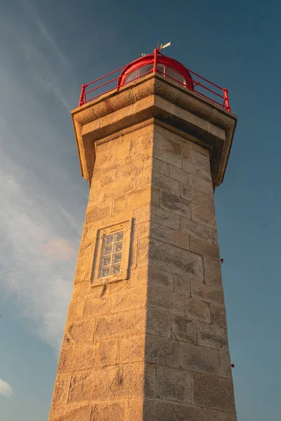 stock image Farolim de Felgueiras, lighthouse with sunset. Porto Portugal Juli 5 2023.