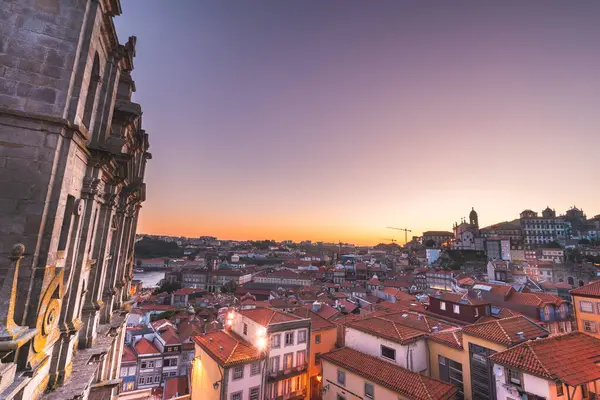 Sunset in the streets of Porto, Portugal.