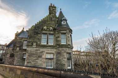 Edinburgh İskoçya 'da güzel eski evler.