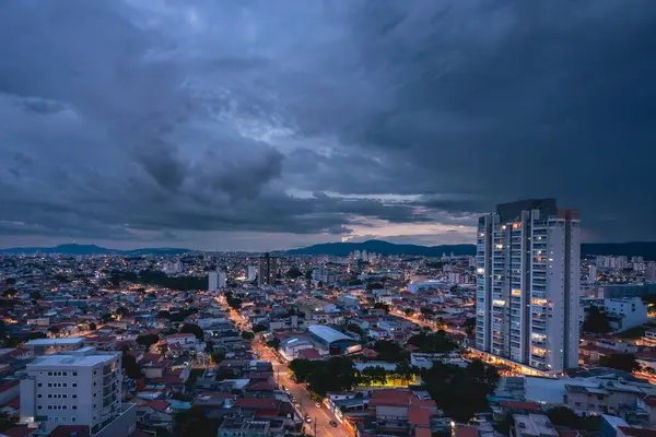 Arial Utsikt Fra Nordområdet Byen Paulo Brasil Natten – stockfoto