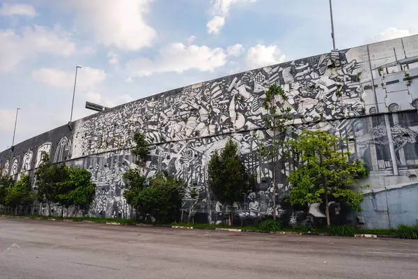 Corinthians Stadyumu 'nun güzel duvar resimleri. Paulo, Brezilya. 13 Mart 2024.