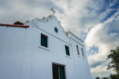 Santurio Diocesano Nossa Senhora. Monte Serrat 'ın tepesindeki eski kilise. Santos, Brezilya. 3 Nisan 2024.