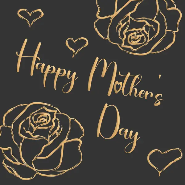 Щасливий День Матері Плоский Фон Трояндами Серцями Мами Стокове Фото
