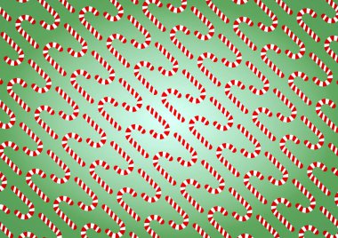 Yeşil arka planda bir Noel şekeri deseni çizimi.