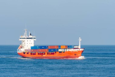 October 25, 2024. Maasvlakte Rotterdam, The Netherlands. Cargo Ships coming into the Harbour of Rotterdam. clipart