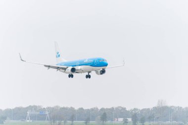 November 8, 2024. Schiphol, Netherlands. A KLM plane land at Schiphol. clipart