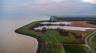 Dutch countryside from above. Wieringerwerf, Netherlands. clipart