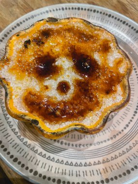 A nice dessert with burned sugar, in a Restaurant in Sao Paulo.