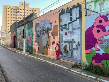 Tatuape, Sao Paulo, Brezilya 'daki güzel duvar resimleri. 7 Mart 2025.