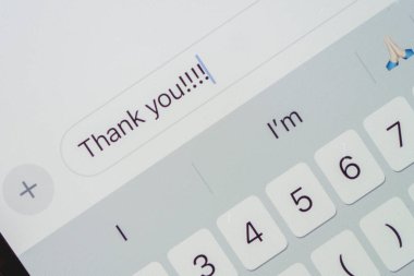 Bir mobil cihazda bir teşekkür mesajı.