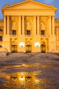 27 Mart 2025. Independence Park ve sokakta yansıması olan bir müze. Sao Paulo, Brezilya.