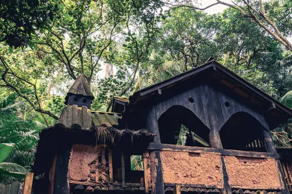 Brezilya, Sao Paulo 'daki Jardim Botanik Bahçesi' nde terk edilmiş eski ahşap bir ev...