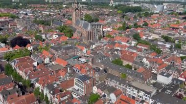 Delft, Hollanda 'nın merkezinden Arial Manzara. Yeni Kilise 'den. 19 Haziran 2025.