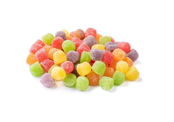 Colorful gum drop candies over white background with copy space.