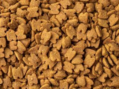 Üst manzara, evcil hayvan maması topaklarına yakın çekim.