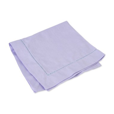 Folded purple tissue napkin isolated over white background.
