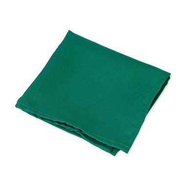 Folded green tissue napkin isolated over white background.