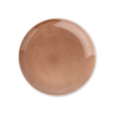Brown ceramic plate isolated over white background.