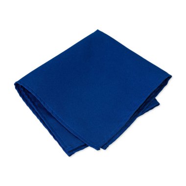Folded blue tissue napkin isolated over white background.