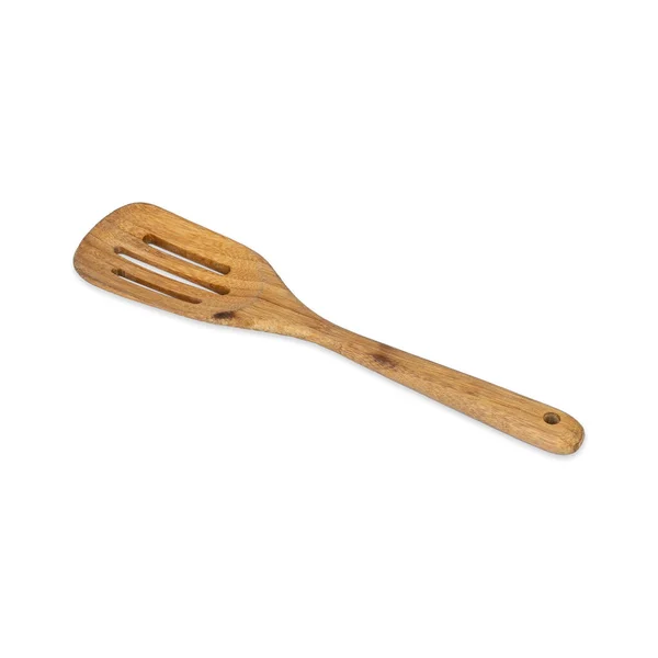 Old Wooden Skimmer Spoon Isolated White Background — 스톡 사진