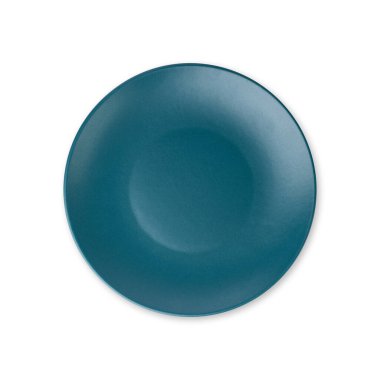 Beyaz arkaplan üzerinde izole yeşil seramik plaka.