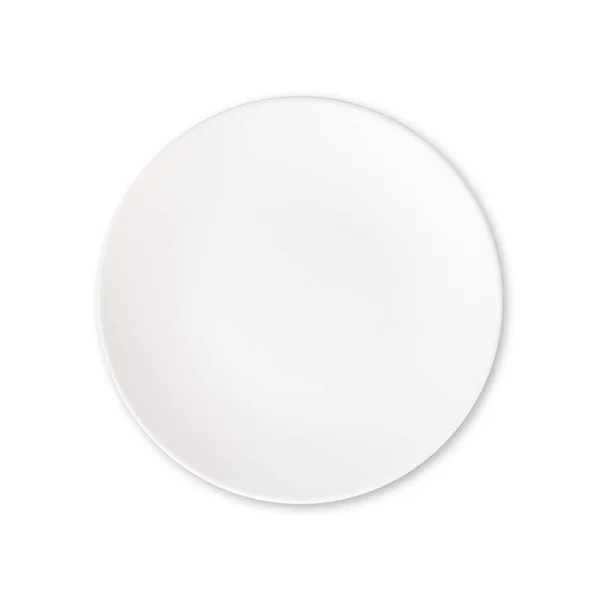Λευκό Κεραμικό Πιάτο Απομονωθεί Λευκό Φόντο — Φωτογραφία Αρχείου