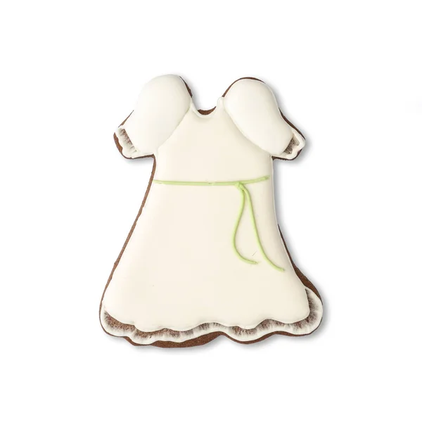 白い背景に隔離されたジンジャーブレッドクッキーをドレス — ストック写真