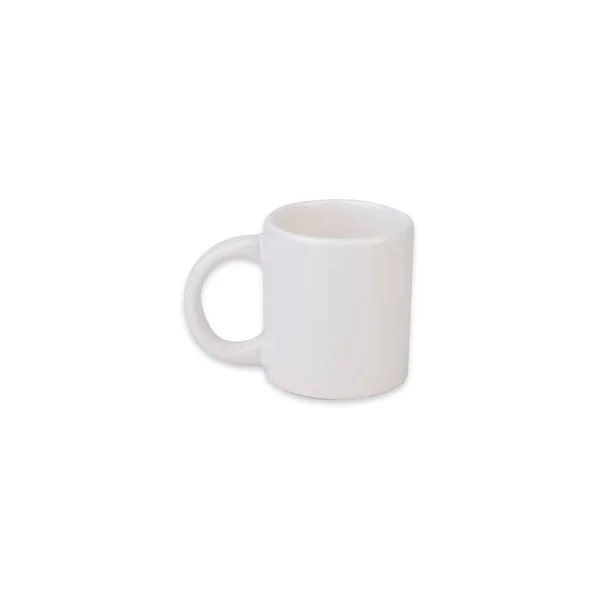 Maleńki Biały Ceramiczny Filiżanka Kawy Izolowane Białym Tle — Zdjęcie stockowe