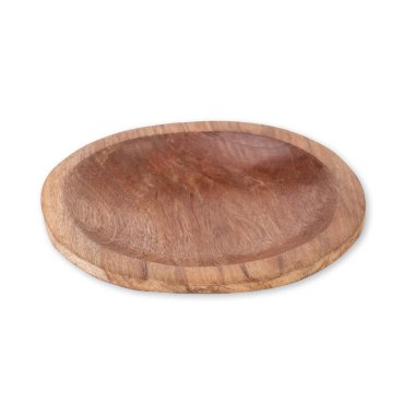 Boş ahşap kase beyaz arkaplanda izole edilmiş..