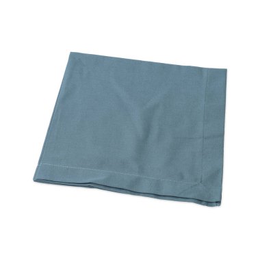 Folded blue tissue napkin isolated over white background.