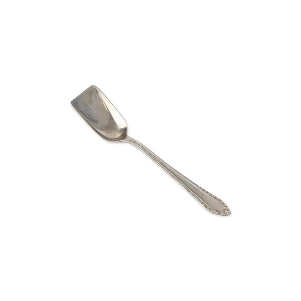 Old Decorated Metal Tea Spoon Isolated White Background — Stock fotografie