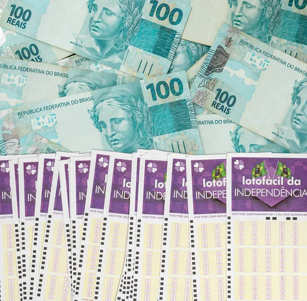 São Paulo Brasil 2023 Lotofacil Independencia Bilhetes Loteria Brasileiros Com — Fotografia de Stock