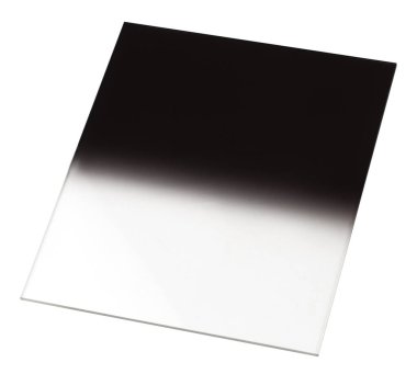 Beyaz arkaplan üzerinde izole edilmiş nötr yoğunluk kare fotoğraf filtresi.