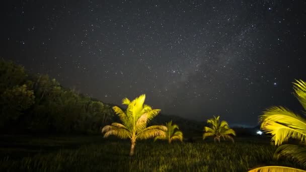 Ένα Αστέρι Milkyway Στο Κοντινό Ουρανό Συννεφιά Θέα Στο Βουνό — Αρχείο Βίντεο