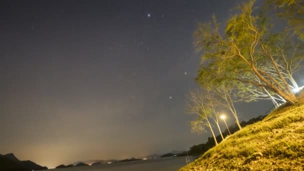 Una Estrella Milkyway Cielo Cercano Con Nublado Vista Montaña Situada — Vídeos de Stock