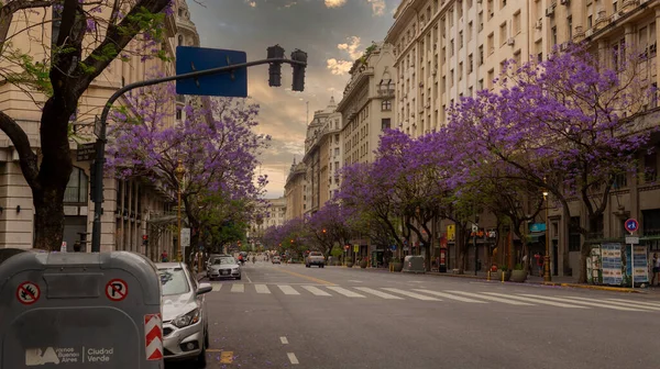 มมองภ ของ Roque Saenz Pea Avenue ในช วงบ ายท เมฆ — ภาพถ่ายสต็อก
