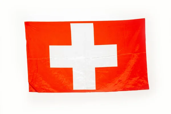 Bandeira Nacional Suíça Isolado Fundo Branco — Fotografia de Stock
