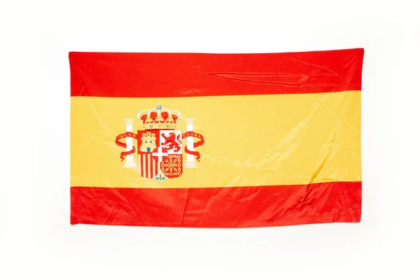 Испанский Национальный Флаг Изолированный Белый Фон — стоковое фото