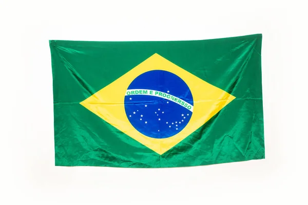 Bandeira Nacional Brasil Isolado Fundo Branco — Fotografia de Stock
