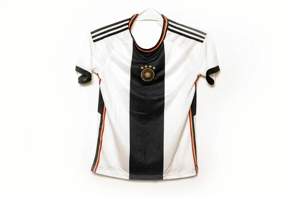 Maillot Football Allemand Isolé Fond Blanc — Photo